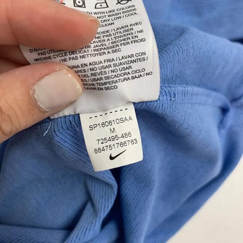 Nike Golf Polo Shirt Womens M Blue Ace Stripe Quarter Zip Skyline Country Club